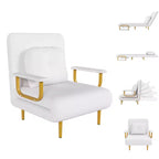 Klappbares Schlafsofa 3-in-1 mit umwandelbarem Sessel - 5-fach verstellbare Rückenlehne mit Kissen, platzsparender Schlafsessel für Wohnzimmer, Schlafzimmer und Büro (Weiß)