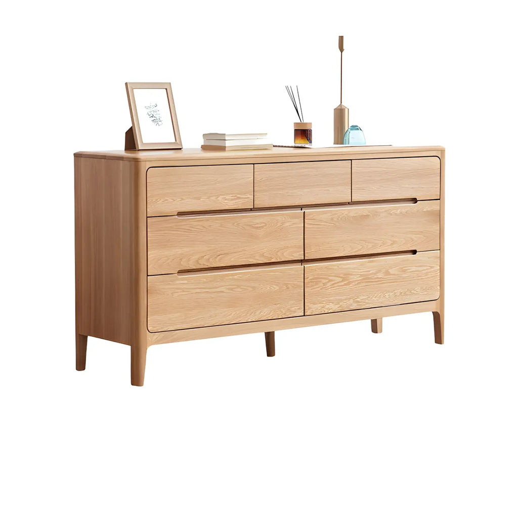 Commode double traditionnelle en chêne naturel pour chambre à coucher