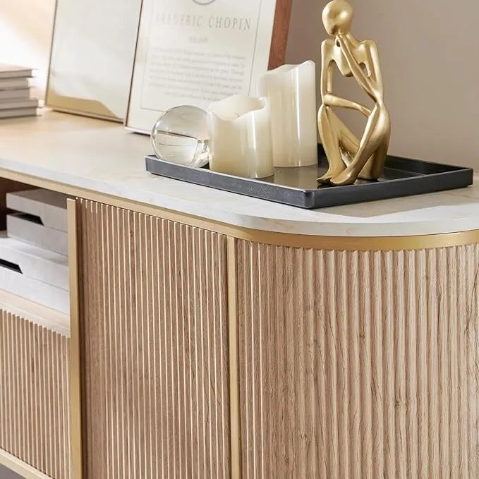 Moderne luxe tv-meubel, entertainmentmeubel met imitatiemarmeren blad