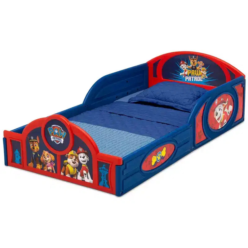 Delta Children Kunststoff-Kinderbett zum Schlafen und Spielen mit fest angebrachten Schutzgittern - PAW Patrol