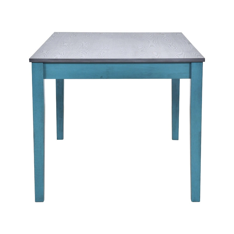 Eetkamerset van hout, 6-delig, met 4 stoelen en een bankje, tafel met lade