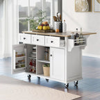 Wózek kuchenny z blatem z drewna kauczukowego, składanym na bok