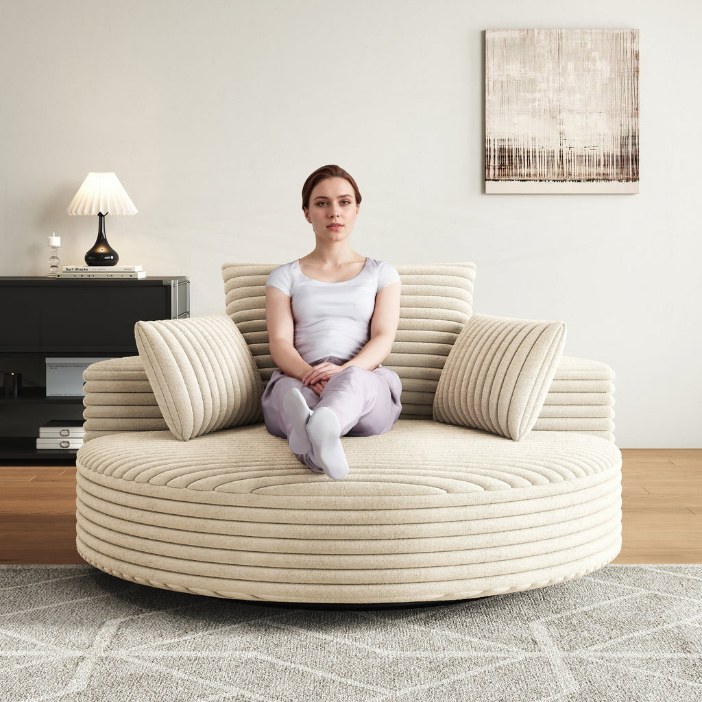 Draaifauteuil voor één persoon van corduroy, chenille en schuim