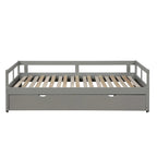 Uitschuifbaar ligbed met onderschuifbed, houten ligbed met onderschuifbed