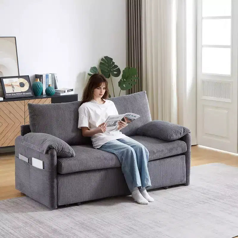 Divano letto in velluto a coste da 64.5, convertibile 3 in 1 con letto estraibile