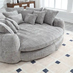 Comfortabele tweezits slaapbank met afgeronde rugleuning, extra grote slaapbank met armleuningen