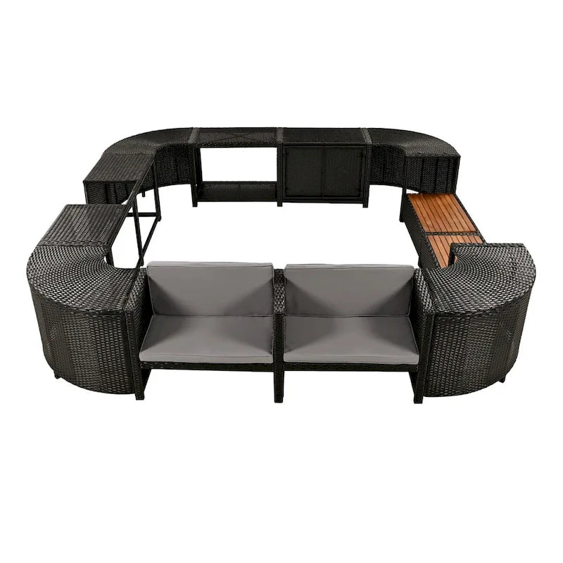 Spa Surround Spa-frame, vierkante modulaire loungeset voor buiten van rotan