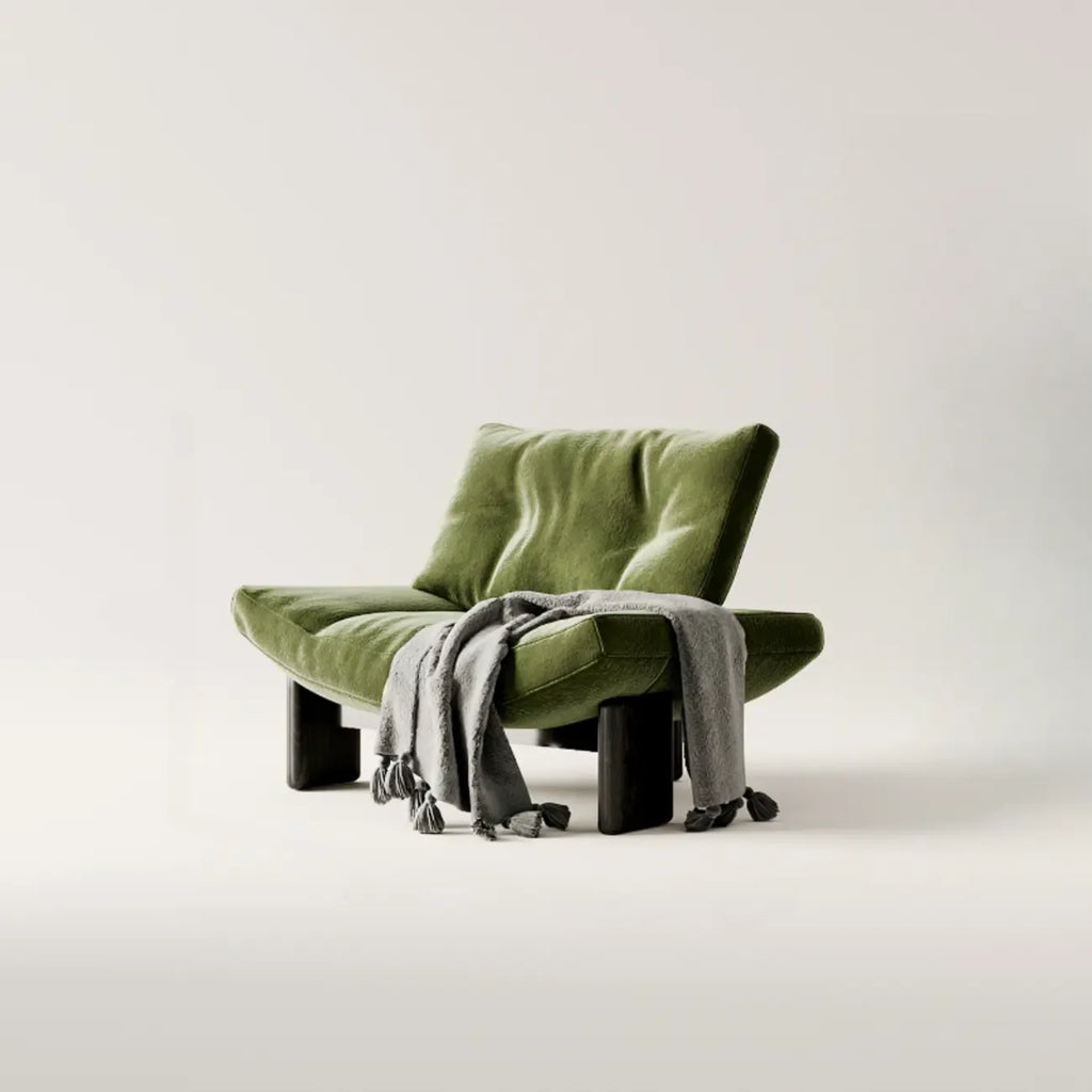 Fauteuil d'appoint contemporain noir en chenille capitonnée sans accoudoirs