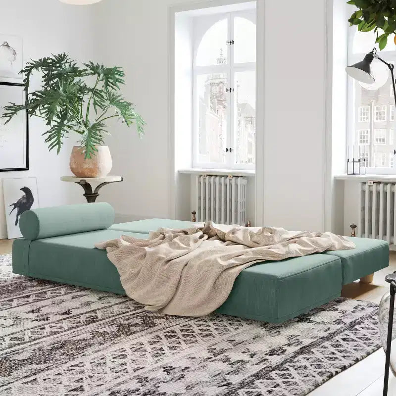 Tagesbett / ausziehbares Schlafsofa in Queen-Size - Microvelvet