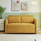 Yellow Chenille Fabric Pull-Out Sofa Bed Sleeper - 39.00 x 53.50 x 31.50