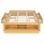 Whisen Queen Platform Bed Frame with 4 Storage Drawers and Footboard Storage