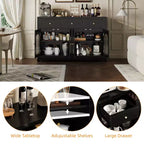 Credenza contenitore stretta da 55 pollici con 3 cassetti e 4 ante per cucina, sala da pranzo e soggiorno
