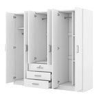 Guarda-roupa de madeira com 6 portas e gavetas para quarto
