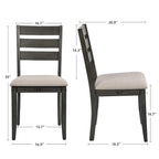 5-teiliges Esszimmer-Set aus Massivholz, 47L (1 Tisch + 4 Stühle mit Sprossenlehne)