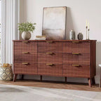 Kommode mit 9 geriffelten Schubladen, moderne Anrichte, TV-Ständer aus Holz, geschwungenes Design, für Wohnzimmer und Flur