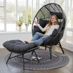Fauteuil œuf d’intérieur FINCATI, fauteuil œuf d’extérieur supportant 440 lb, fauteuil œuf grand format avec pouf, fauteuil œuf luxueux et confortable avec repose-pieds