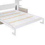 Letto a scomparsa matrimoniale Queen con divano, letto a scomparsa a parete con mobile contenitore, libreria e ripiani per camera degli ospiti e ufficio