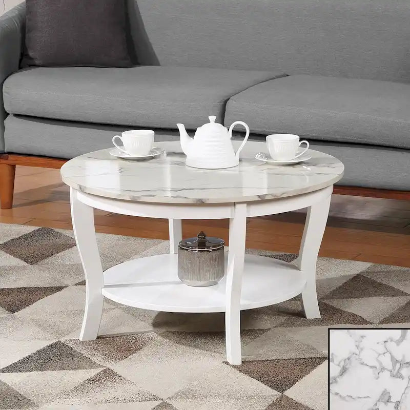 Runder Couchtisch mit Ablage aus der American-Heritage-Kollektion von Convenience Concepts