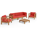 6-teiliges Outdoor-Sitzgruppen-Set aus Akazienholz Brava von Christopher Knight Home