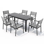 Aluminium tuinset voor buiten, 5/7-delig, met stapelbare stoelen en uitschuifbare tafel