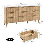 Kommode mit 9 geriffelten Schubladen, moderne Anrichte, TV-Ständer aus Holz, geschwungenes Design, für Wohnzimmer und Flur