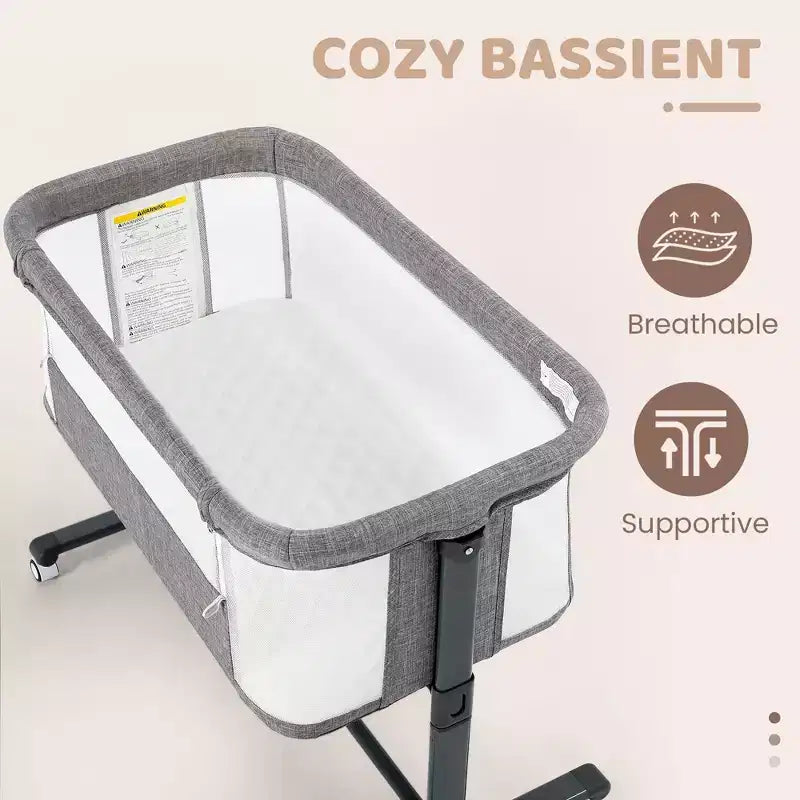 Culla per neonati con ruote ?? beige / grigio / rosa, culla co-sleeping, per 1 neonato