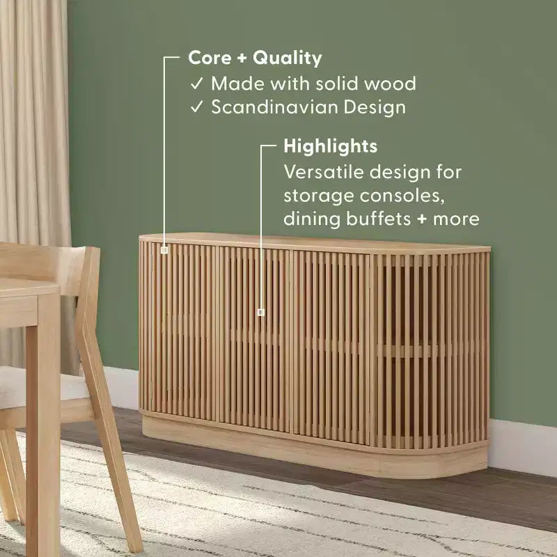Buffet Contour Plank+Beam en bois massif avec 3 portes, meuble TV de 59 pour le salon