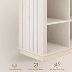 Bücherregal mit 8 Fächern, im Landhausstil, waagerecht, 62 Inch, aus Holz, für den Eingangsbereich, langes, niedriges Bücherregal fürs Wohnzimmer