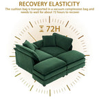 2-Sitzer-Sofa mit 2 Sitzkissen, 2 Kissen und 2 Hockern, bequemes Sofa - tiefes Sofa fürs Wohnzimmer, modulares Sofa