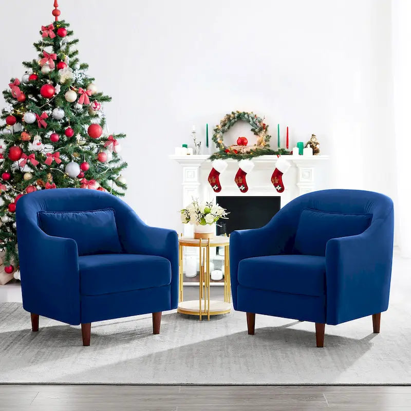 Set van 2 accentfauteuils van 28.34W, fluwelen kuipstoel met poten van massief hout