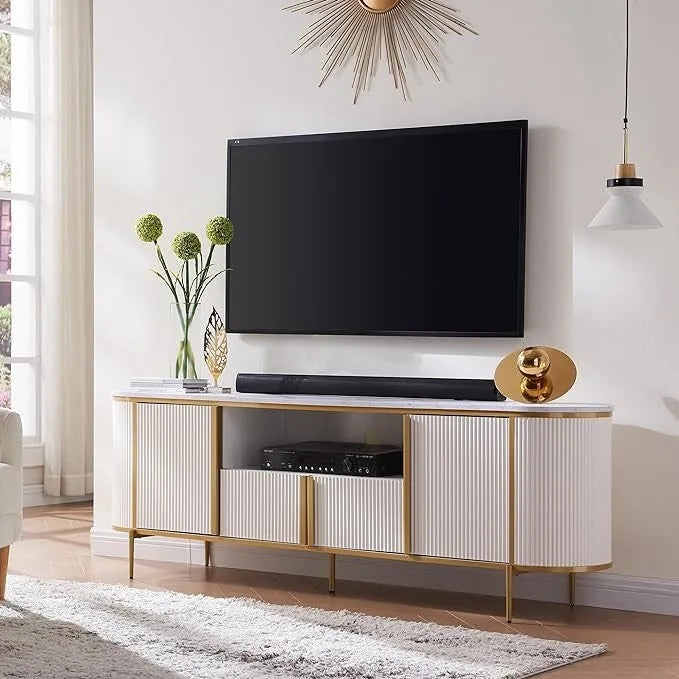 Moderner Luxus-TV-Schrank, Entertainment-Center mit Kunstmarmorplatte