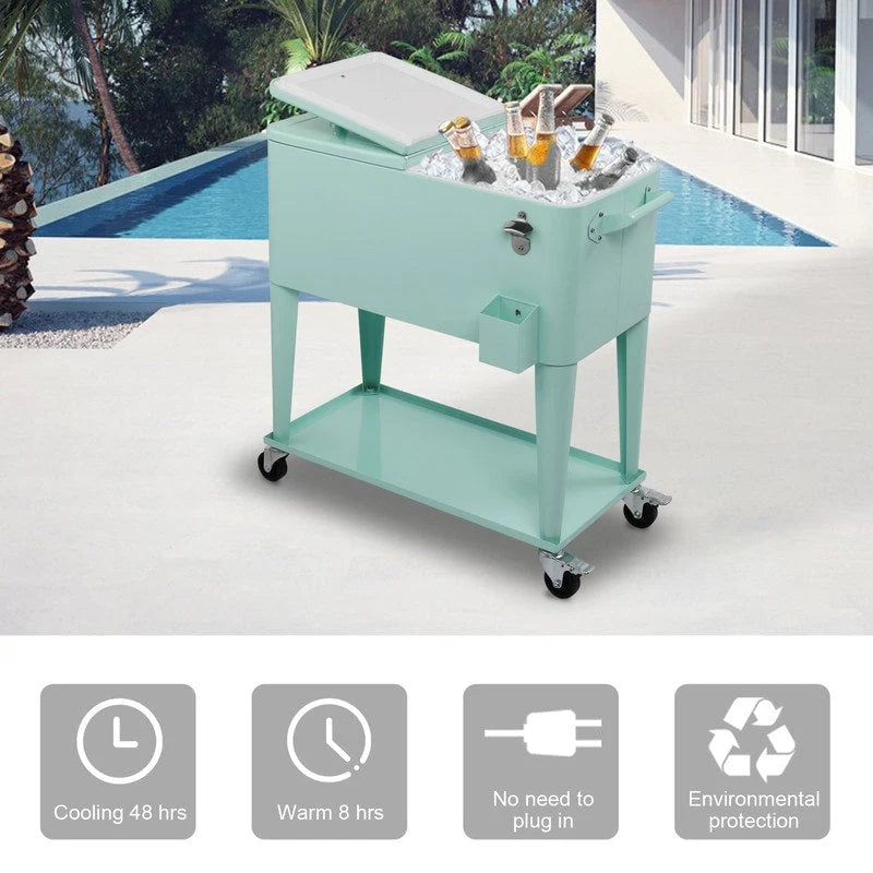 80QT koelbox van ijzer met spuitafwerking en plank