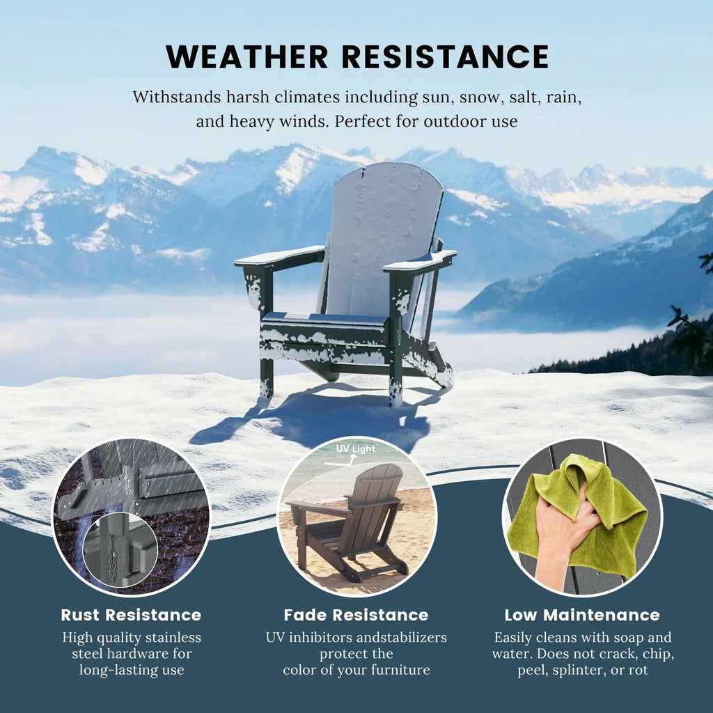 Polytrends Laguna Adirondack-Klappstuhl für die Terrasse, lichtecht und wetterbeständig