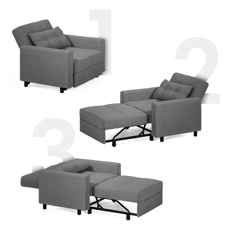 Sofá-cama ajustável 3 em 1, sofá-cadeirão extensível, cama dobrável convertível para sala de estar