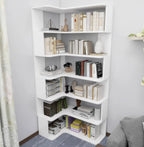 Libreria angolare in legno ingegnerizzato con 6 ripiani