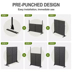 MAYEERTY Room Divider Screen Francis Rice Pattern Black Galvanized Sheet 72x47x2in 3-Piece Set 3-Piece Set