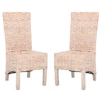 Set van 2 eetkamerstoelen van naturel rotan, 19W x 22D x 41H, boho-kuststijl