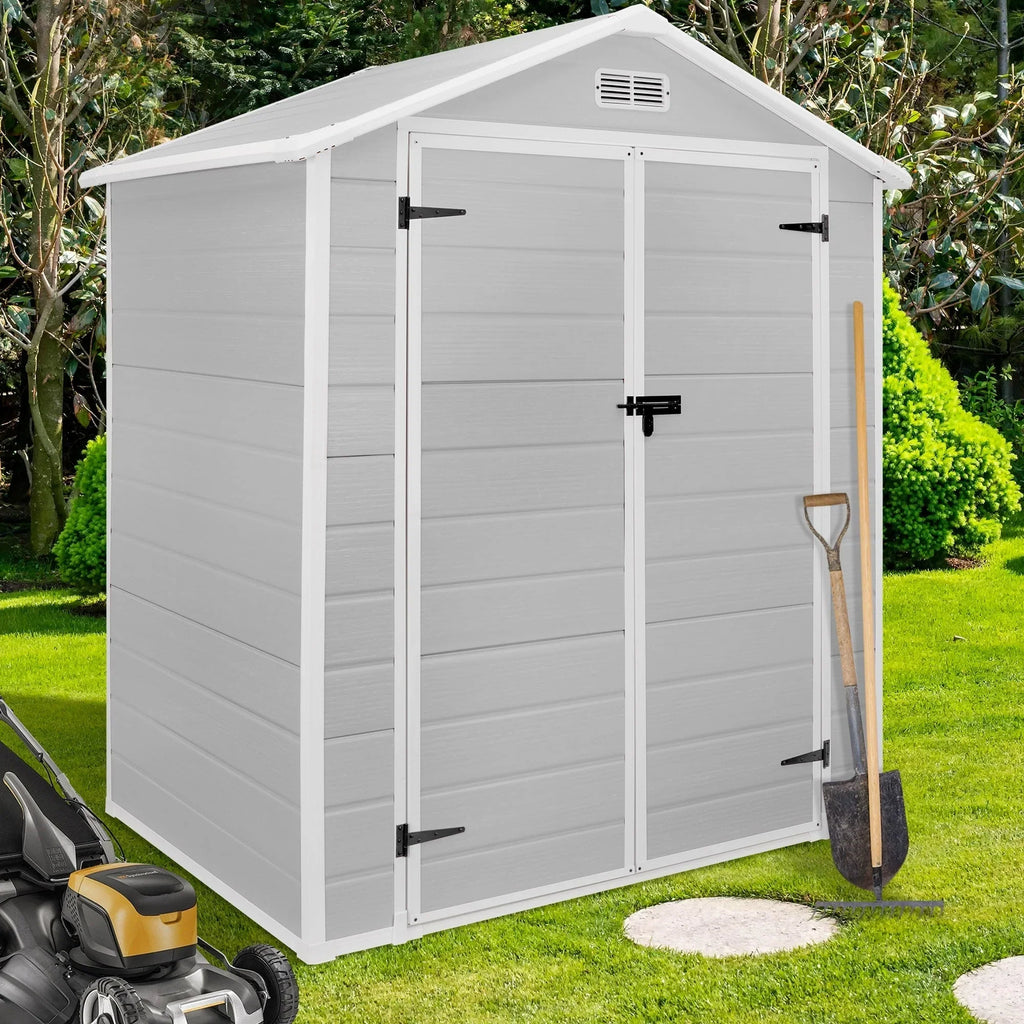 6 ft x 4 ft/6 ft x 8 ft/8 ft x 6 ft/8 ft x 10 ft All-Weather Resin Outdoor Plastic Storage Shed w/Floor, Spire Tool Shed