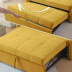 Yellow Chenille Fabric Pull-Out Sofa Bed Sleeper - 39.00 x 53.50 x 31.50