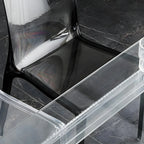 Chaise de salle à manger ambre en acrylique, sans accoudoirs et à dossier bas