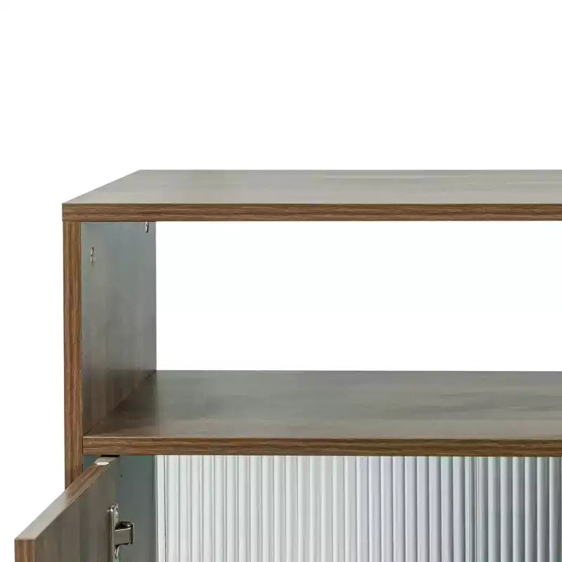 Buffet moderne Hikaru GDFStudio avec portes coulissantes en verre et tiroirs