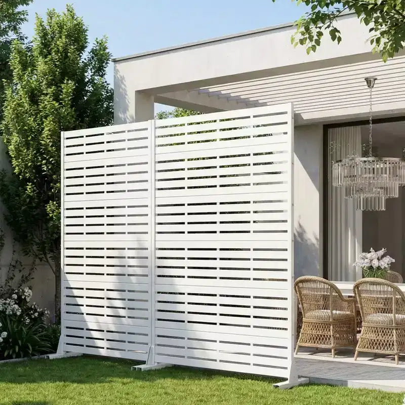 MAYEERTY 72x47 weißer Sichtschutz aus Naturmaterial für draußen, 6-teiliges Set, natürlicher Faltparavent für Hinterhof und Garten