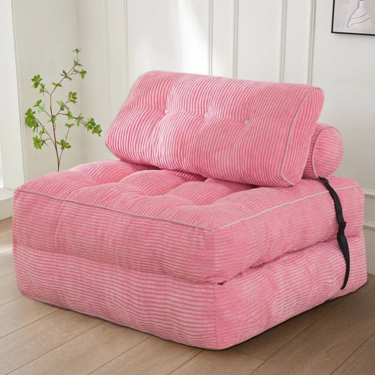 Sofá-cama dobrável de bombazina de 8 lugares, individual