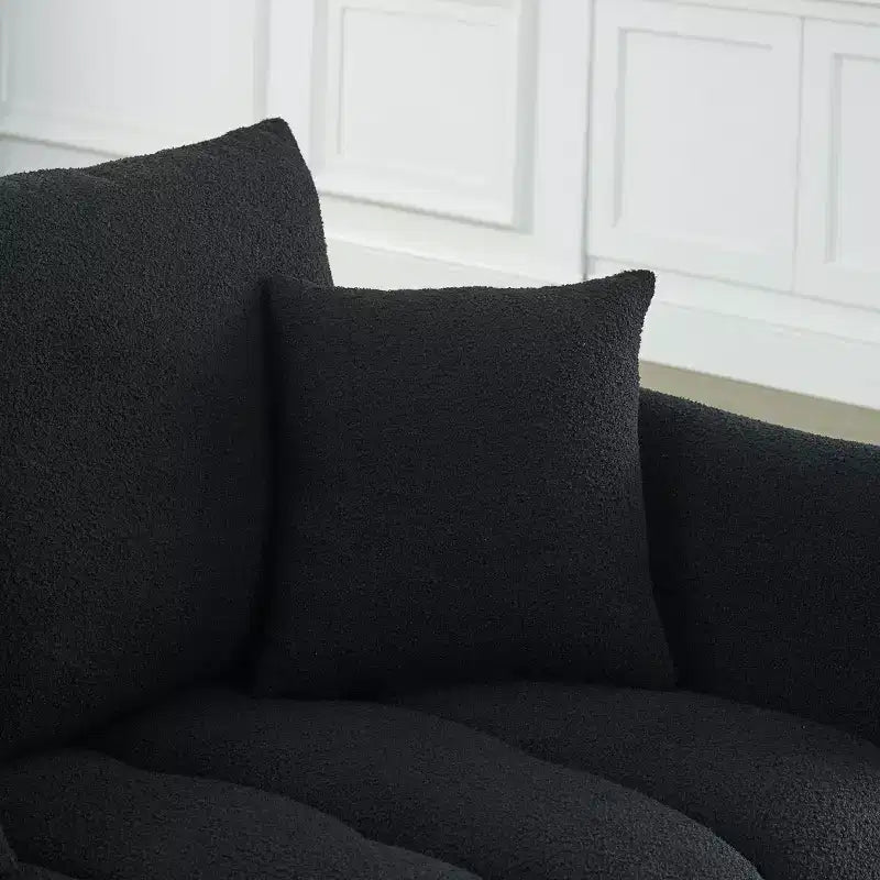 Nowoczesna 3-osobowa sofa GDFStudio Alanna 79.5 z tapicerką z tkaniny teddy i poduszkami