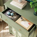 Kommode mit 5 Schubladen, 42.5 Zoll hoch, für das Schlafzimmer, Holzschrank mit 11.9 Zoll tiefen Schubladen und goldenen Metallgriffen, ideal für Eingangsbereich oder Flur