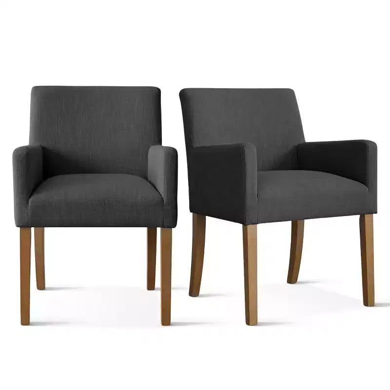 Set di 6 sedie da pranzo imbottite con braccioli, poltroncine moderne in lino con gambe in legno, sedie decorative per sala da pranzo e soggiorno - Panipeachy