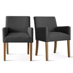 Set di 6 sedie da pranzo imbottite con braccioli, poltroncine moderne in lino con gambe in legno, sedie decorative per sala da pranzo e soggiorno - Panipeachy