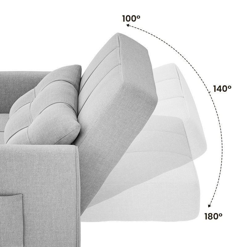 Sofá-cama ajustável 3 em 1, sofá-cadeirão extensível, cama dobrável convertível para sala de estar