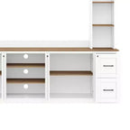 ModernLuxe 4-in-1-Unterhaltungszentrum im Landhausstil, passend für Fernseher bis 70, TV-Ständer-Medienkonsole mit verstellbaren Einlegeböden und Schubladen