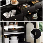 Credenza contenitore stretta da 55 pollici con 3 cassetti e 4 ante per cucina, sala da pranzo e soggiorno